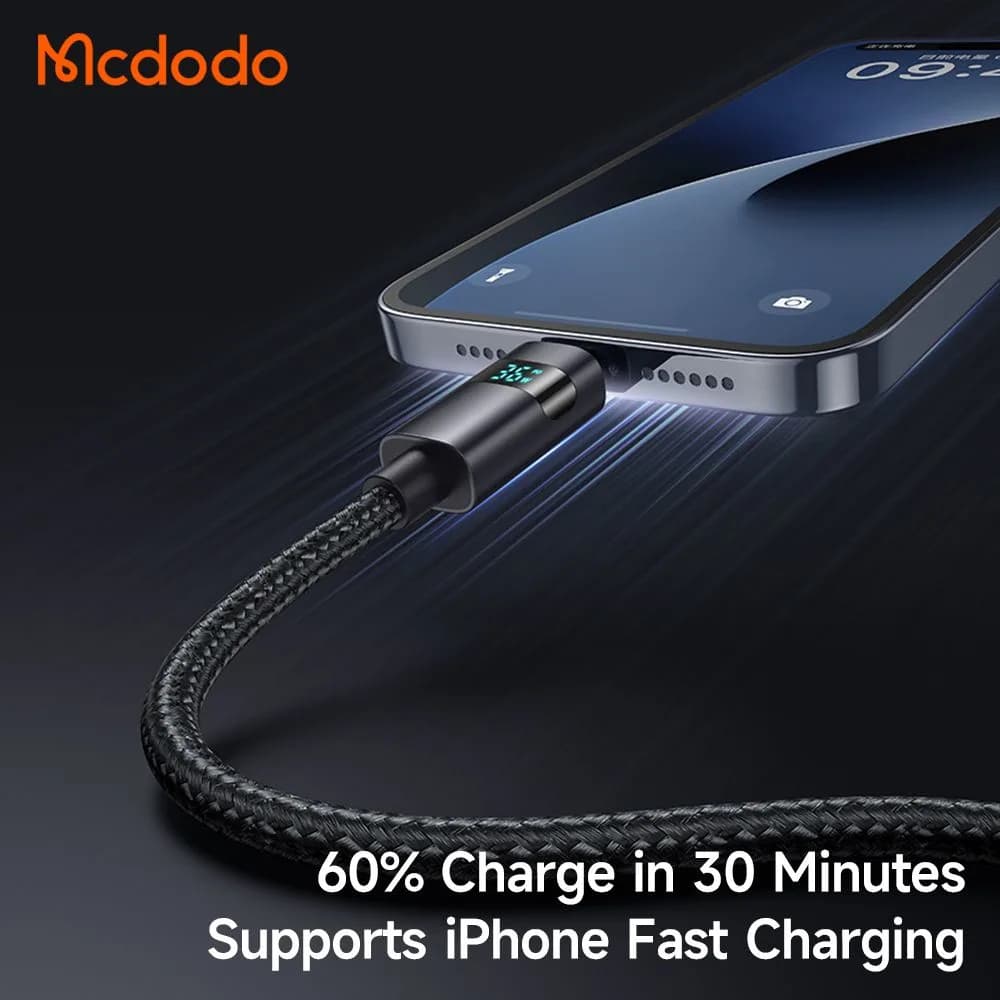 کابل شارژ 36وات 3 آمپر Type-c به Lightning نمایشگر دار 1.2 متر برند مک دودو مدل Mcdodo CA-6570 — تصویر ۷