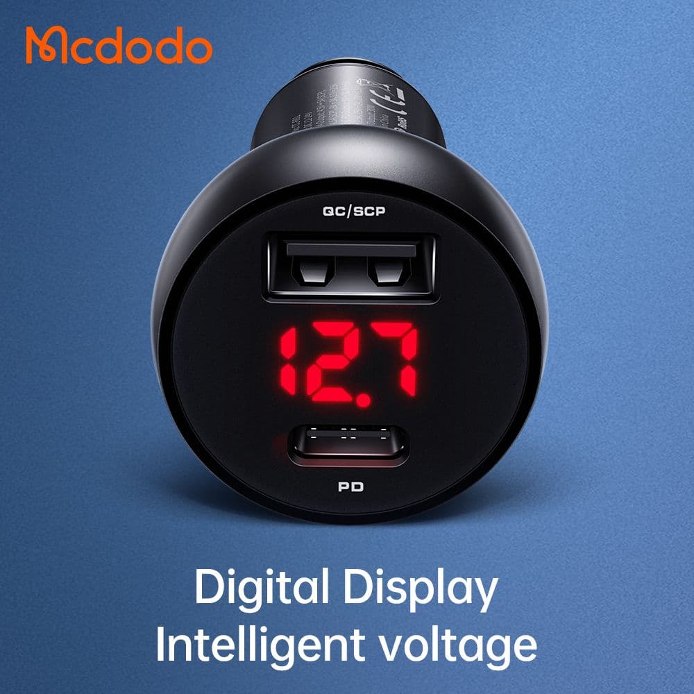 شارژر فندکی 2 پورت 30 وات 5 آمپر USB-A -Type-C دارای نمایشگر دیجیتالی برند مک دودو مدل Mcdodo CC-6810 — تصویر ۸
