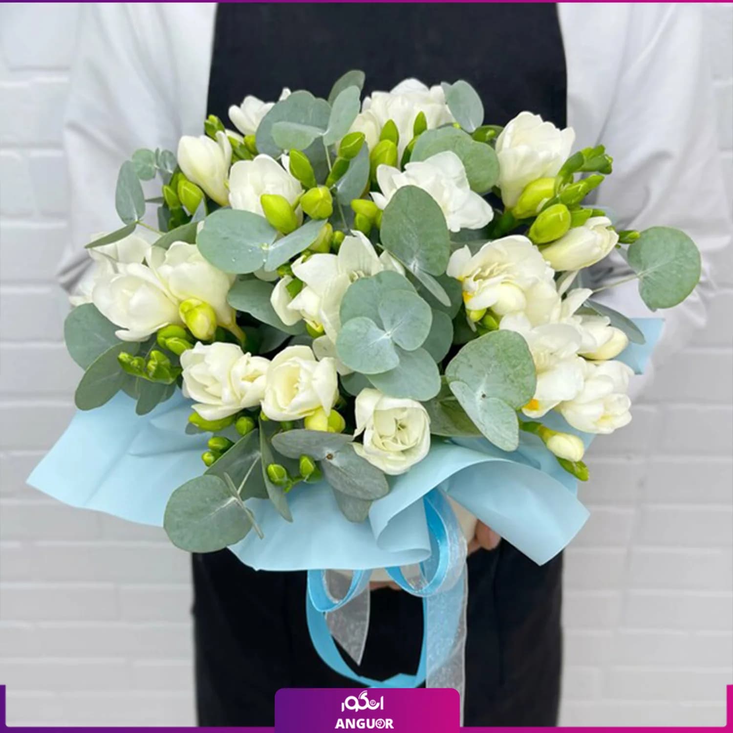 باکس گل فرزیا 10 شاخه ای سفید