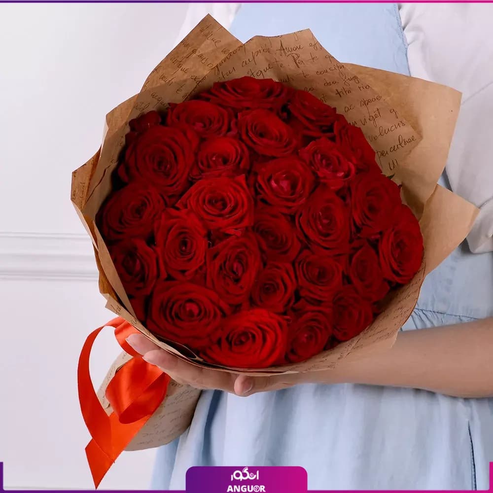 دسته گل رز قرمز 25 شاخه