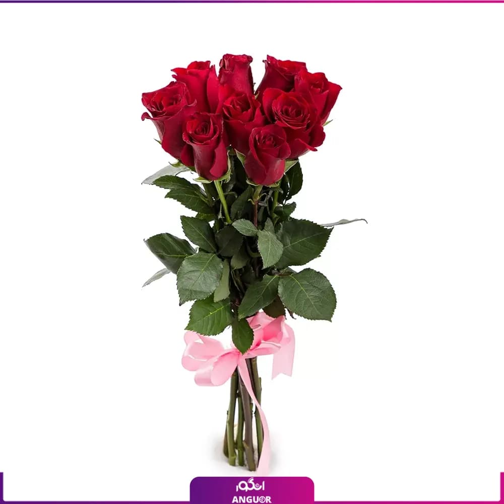 دسته گل رز قرمز 9 شاخه