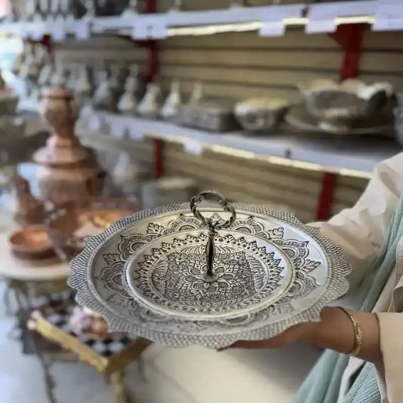 شیرینی خوری نقره اندود طرح سنتی دستساز — تصویر ۲