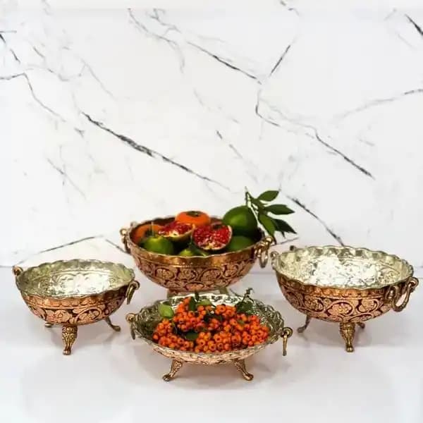 سرویس سیاه قلم مسی سه پایه کوتاه