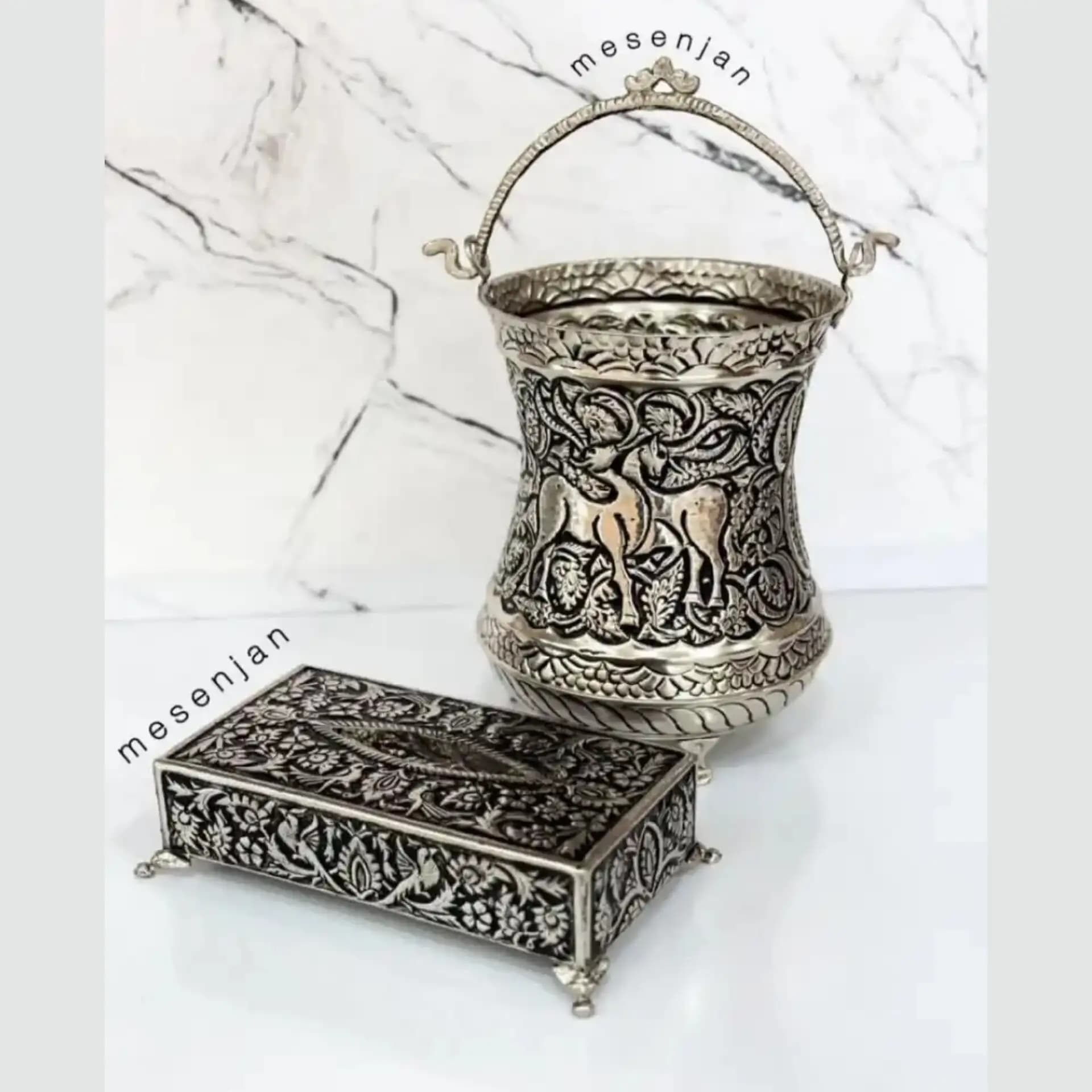 سطل و جادستمالی سفیدقلم اعلا برجسته – با کیفیت ممتاز و طرح لوکس