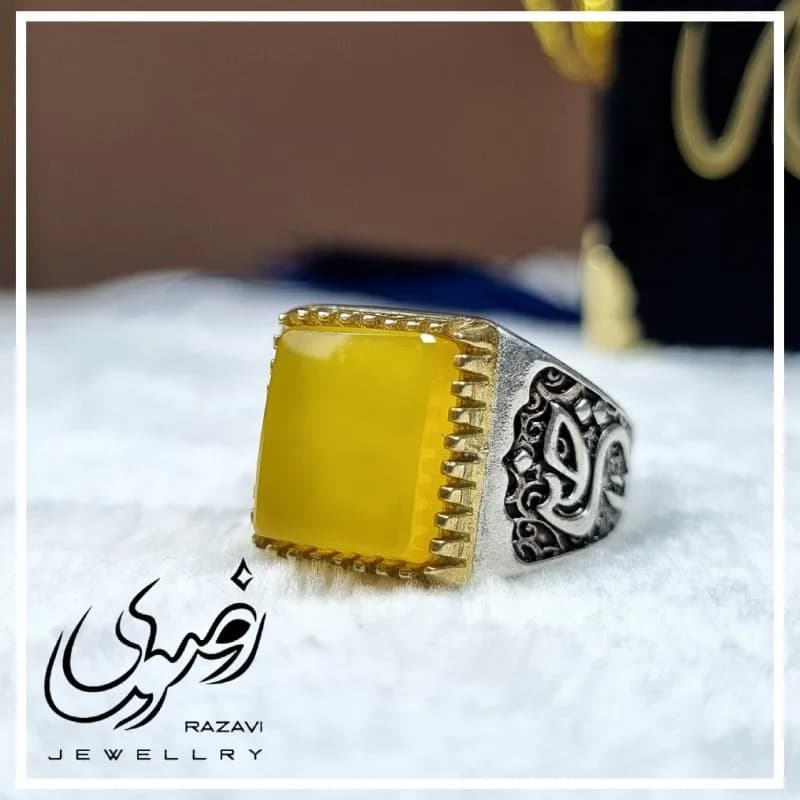 انگشتر نقره مردانه طرح شرف الشمس یا حسین — تصویر ۵