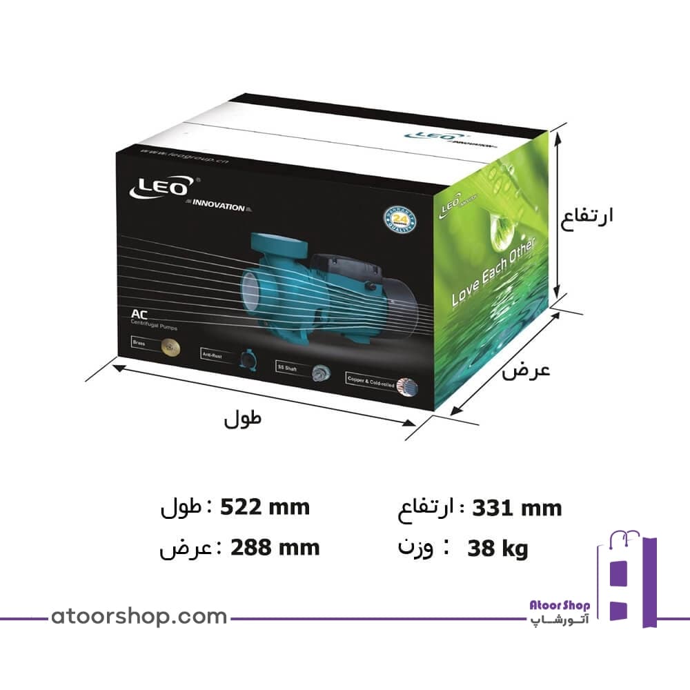 پمپ آب بشقابی 3 اسب 4 اینچ سه فاز LEO AC220B4 — تصویر ۲