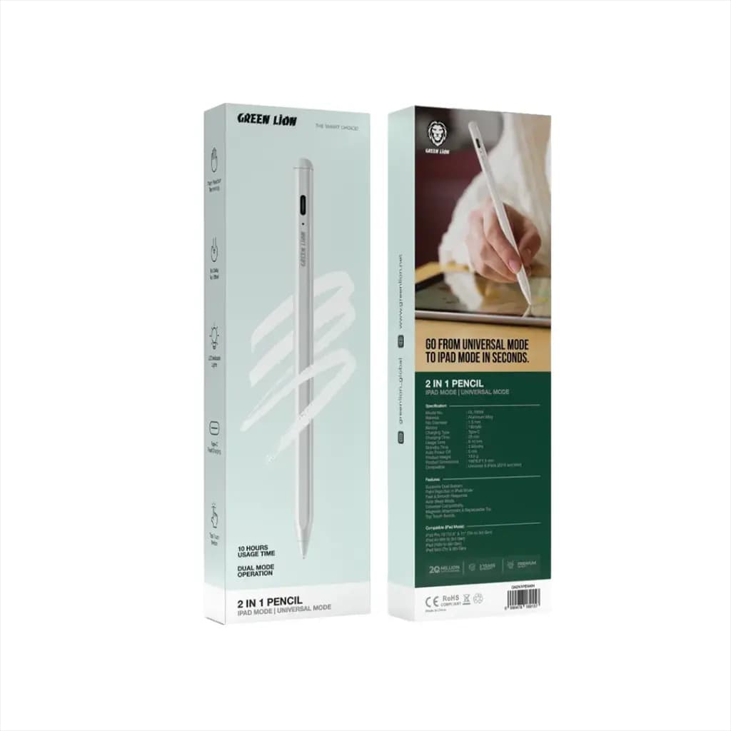 قلم لمسی 2 در 1 گرین لاین مدل Green Lion 2 in 1 Pencil GN2N1PENWH — تصویر ۶