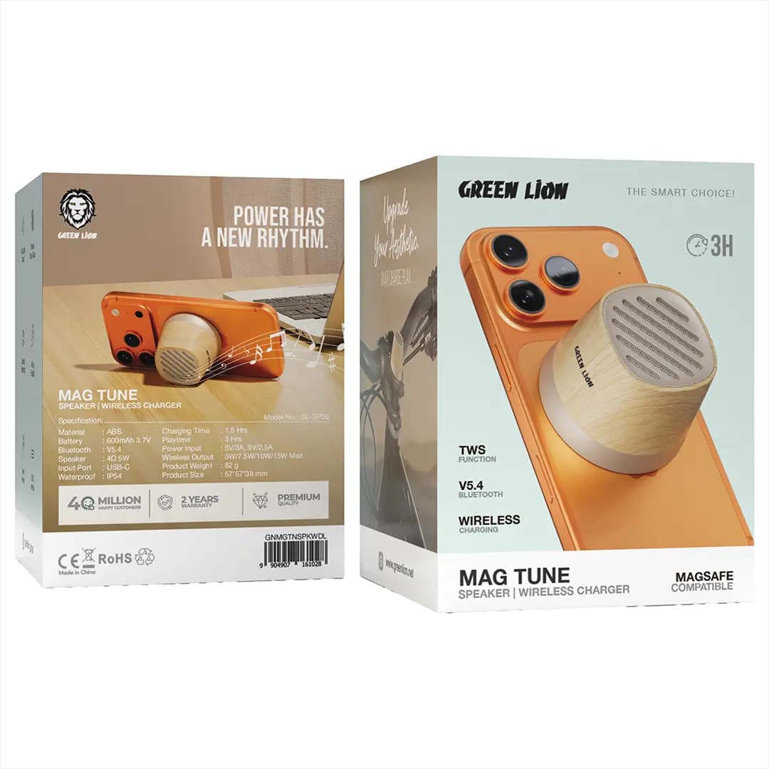 اسپیکر بلوتوثی و شارژر بیسیم گرین لاین مدل MAG TUNE Mini — تصویر ۸