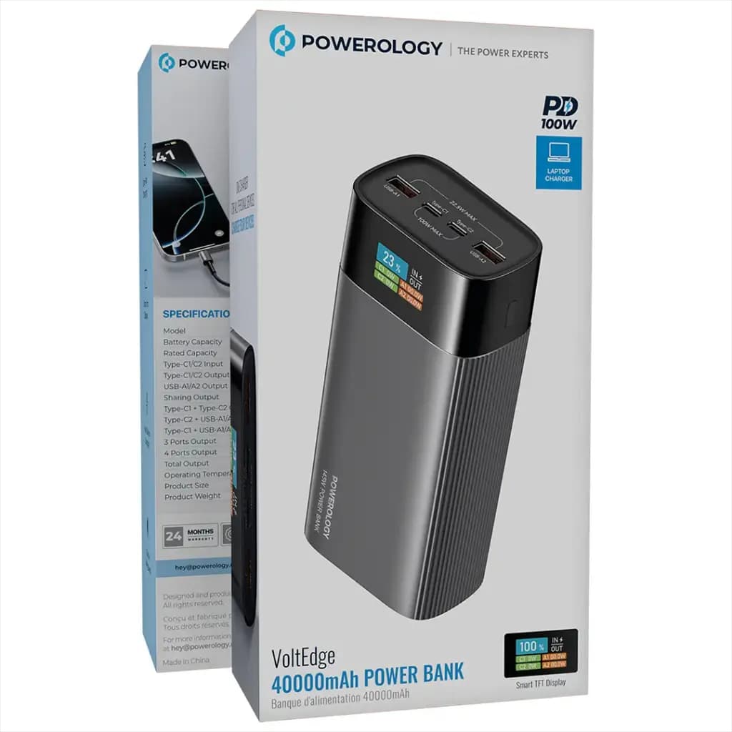 پاوربانک پاورولوژی 40000 میلیآمپر مدل VoltEdge PPBCHA87GY — تصویر ۲