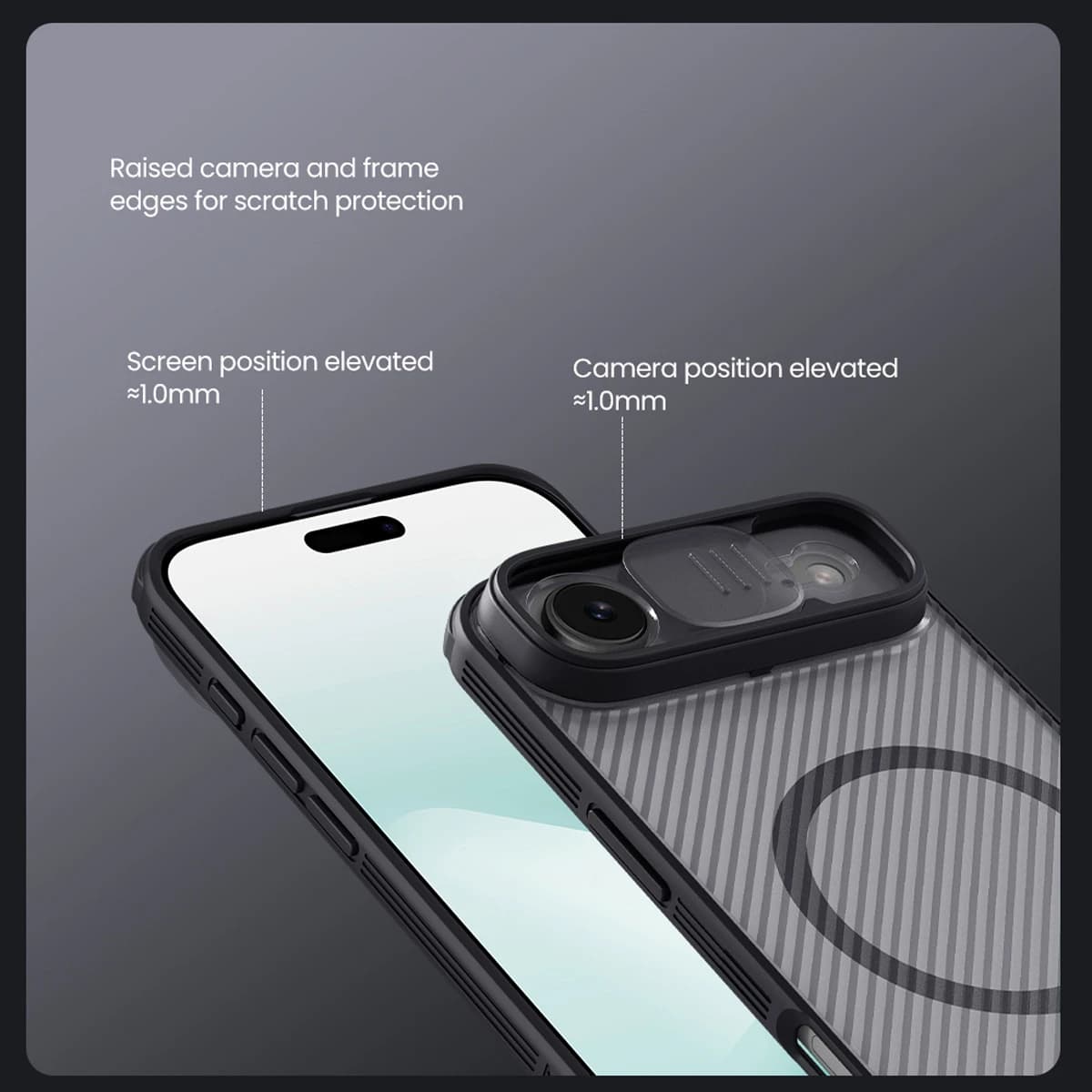 گارد ضد ضربه دودی مگنتی iPhone 17 Air مارک نیلکین مدل Camshield Pro Magnetic Clear — تصویر ۳