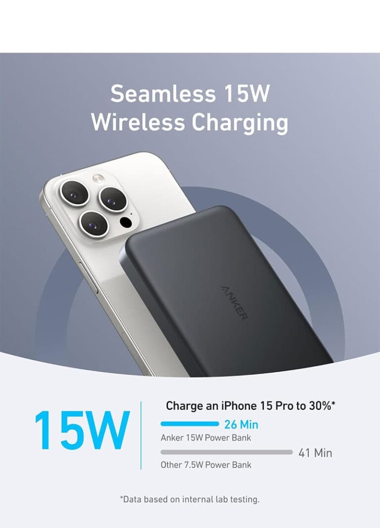 پاوربانک بیسیم انکر Anker Zolo Magnetic Power Bank 10K 30W مدل A1664 — تصویر ۱۰
