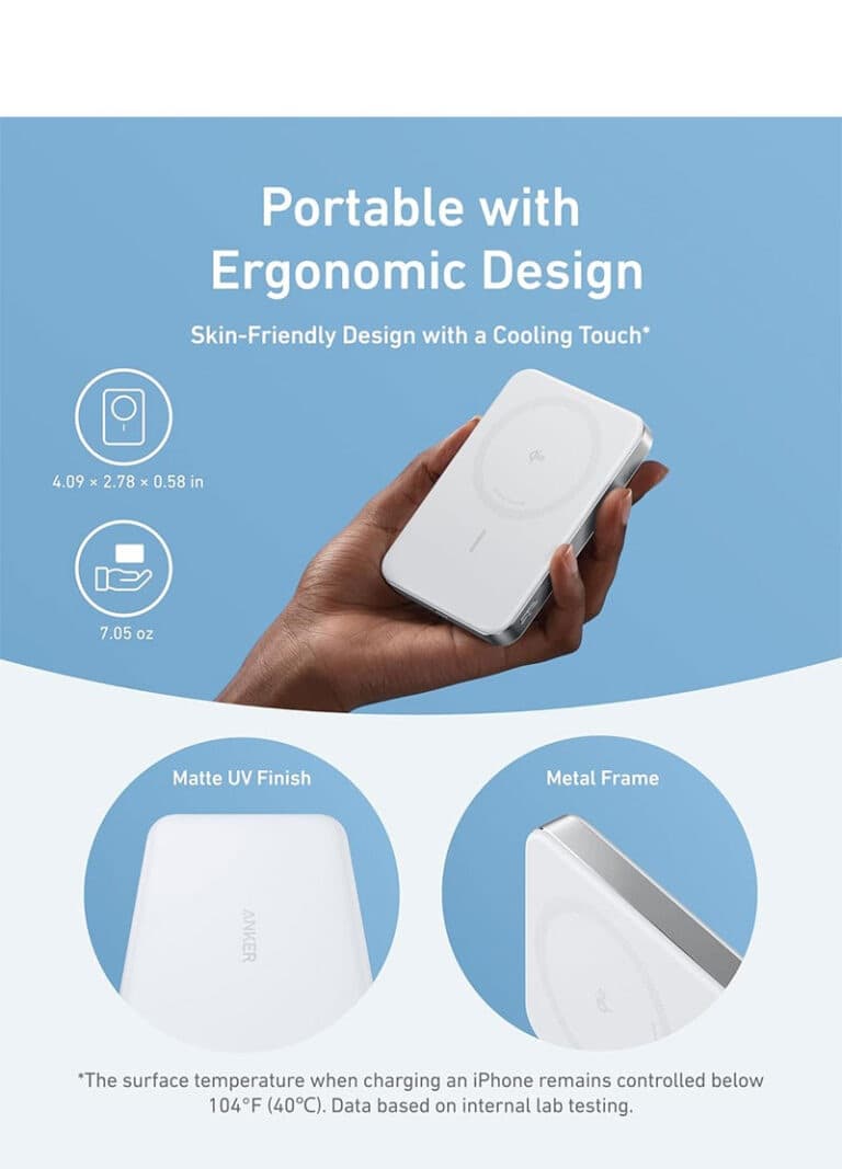 پاوربانک بیسیم انکر Anker Zolo Magnetic Power Bank 10K 30W مدل A1664 — تصویر ۷