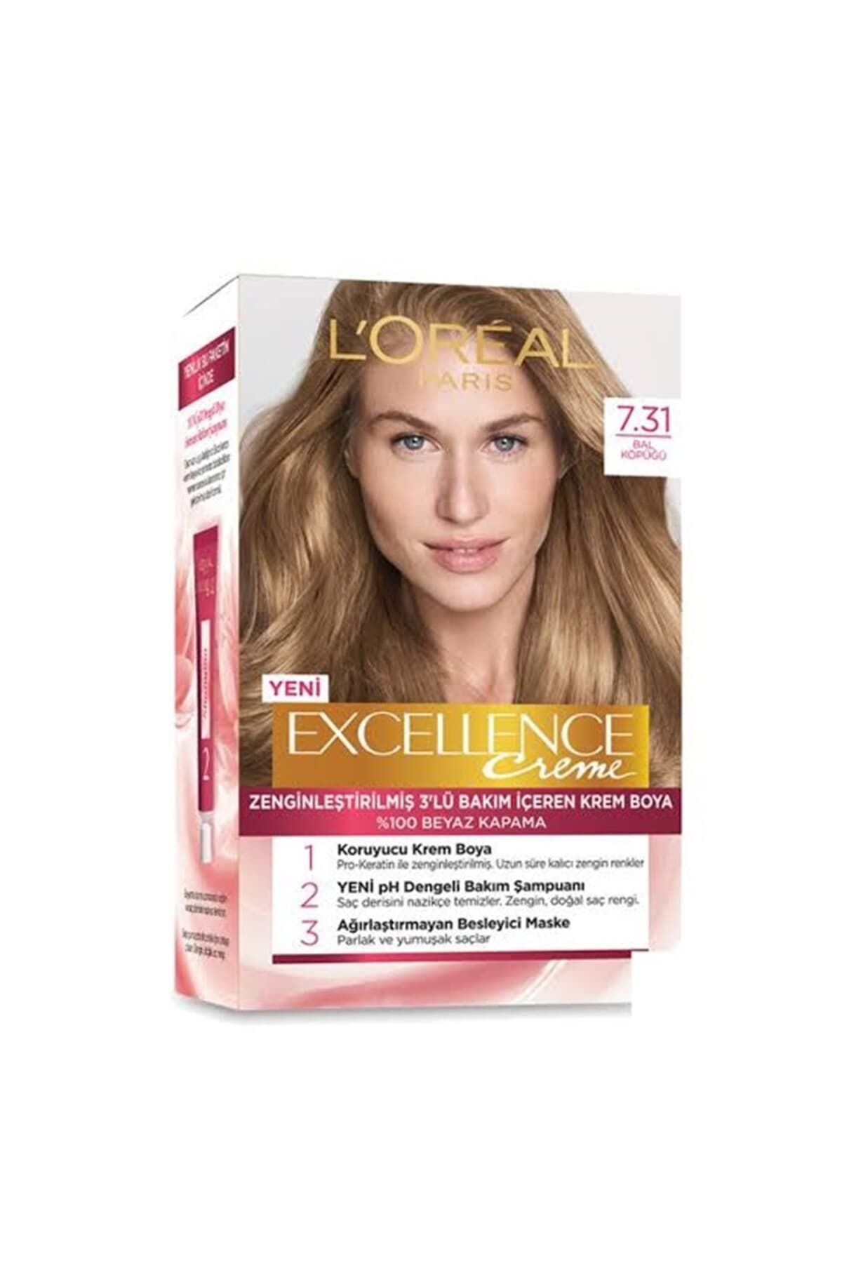 کیت رنگ لورال قهوه ای عسلی شماره 7.31 loreal excellence — تصویر ۹