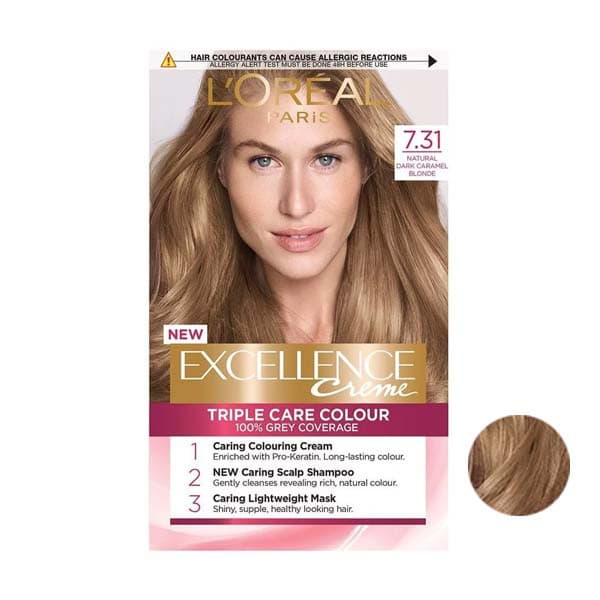 کیت رنگ لورال قهوه ای عسلی شماره 7.31 loreal excellence — تصویر ۶