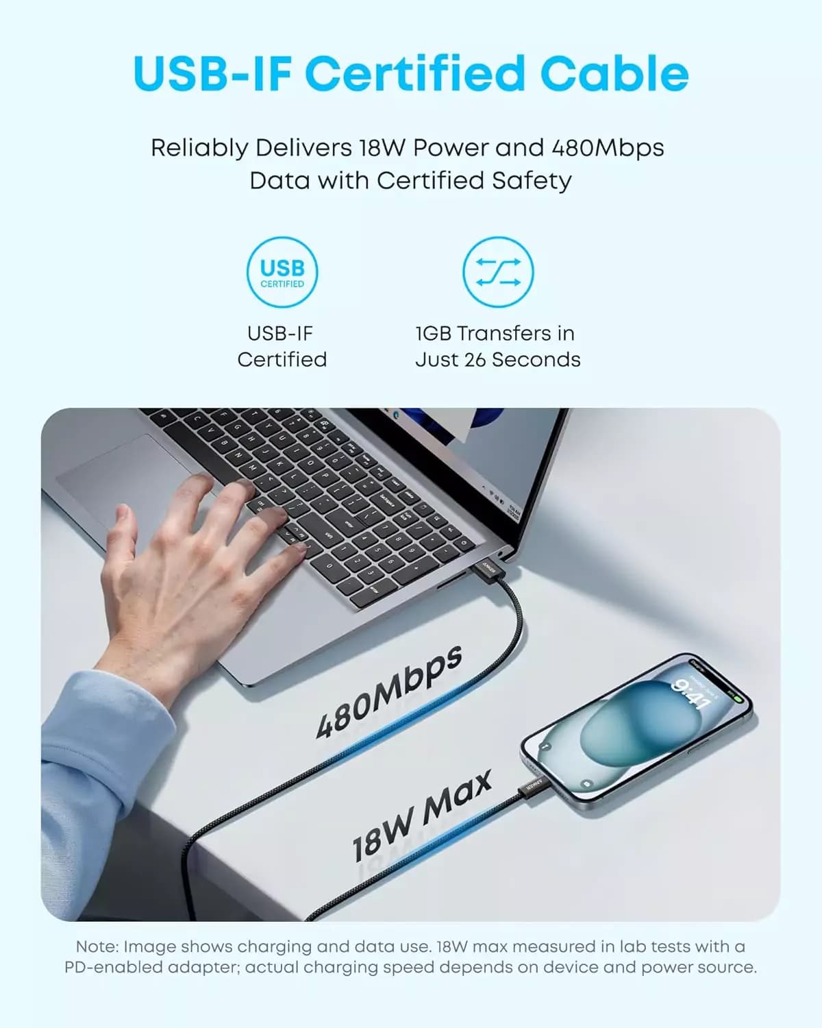 کابل 1 متر انکر USB A به USB C انکر Anker USB-A to USB-C 1m Cable A8052 — تصویر ۷