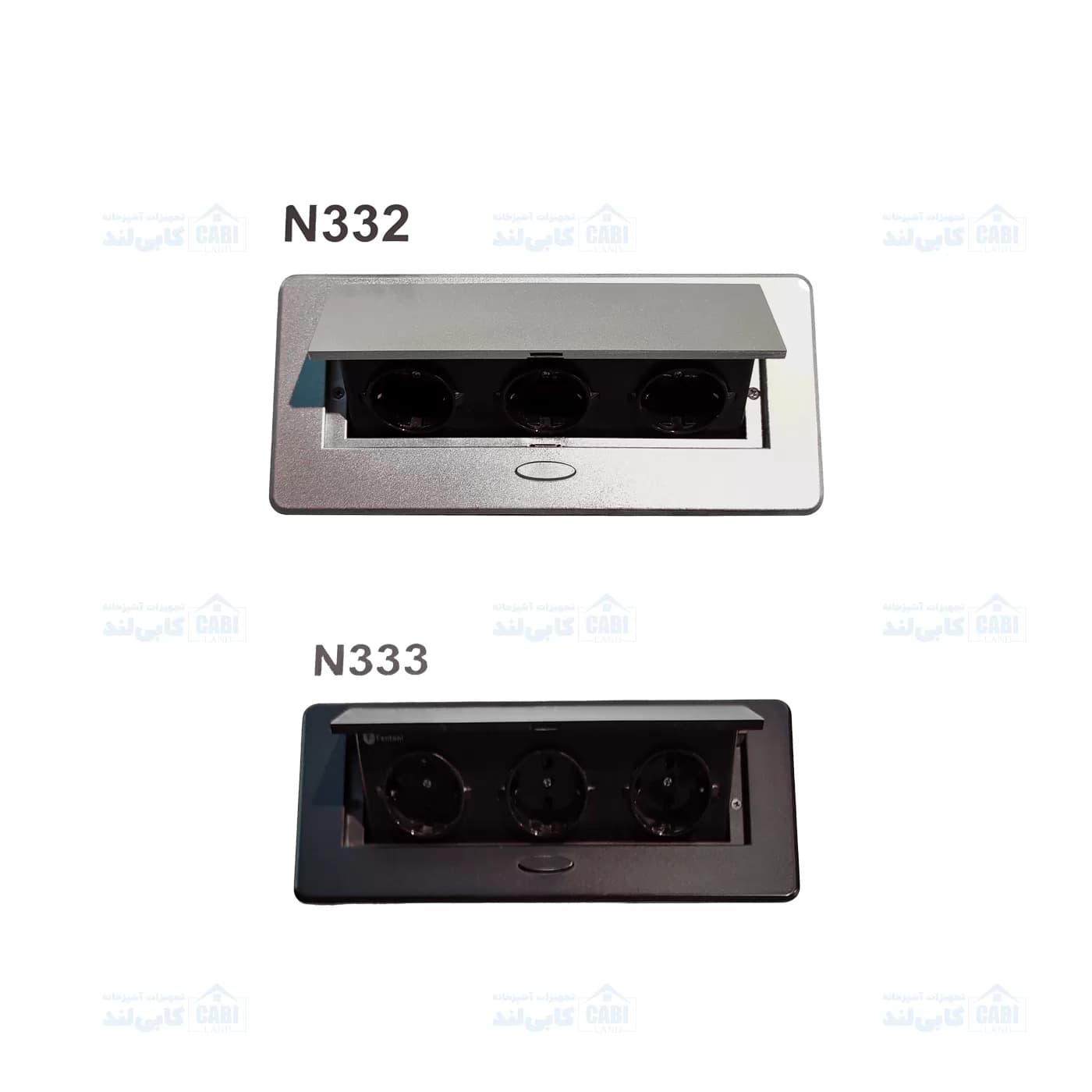 پریز برق توکار پاپ آپ با دکمه تاچ مکانیکی رنگ مشکی فانتونی N333 — تصویر ۳