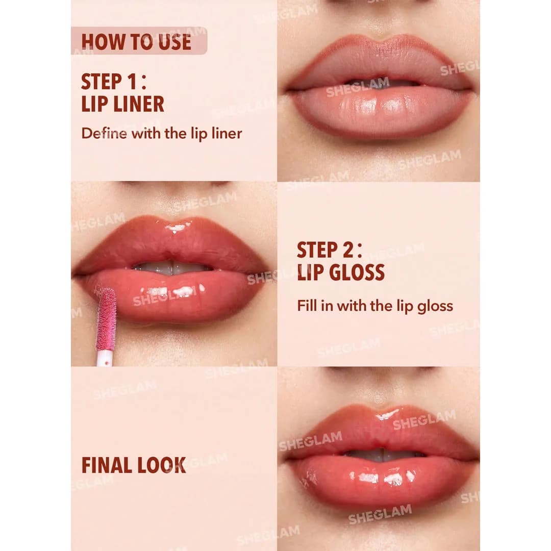 خط لب و لیپ گلاس دو طرفه شیگلم مدل Lip Rules Liner & Gloss رنگ Case x Case — تصویر ۴