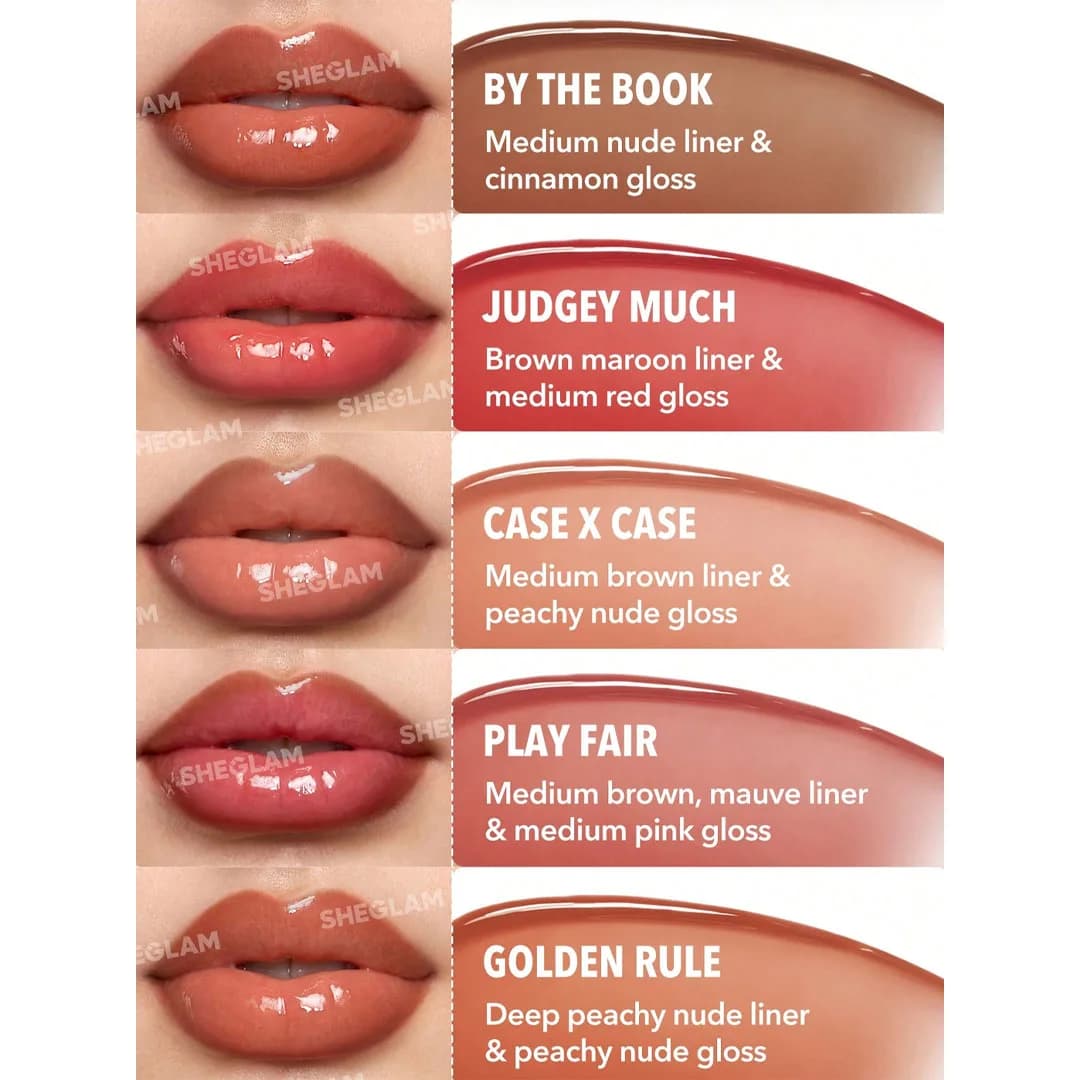 خط لب و لیپ گلاس دو طرفه شیگلم مدل Lip Rules Liner & Gloss رنگ Case x Case — تصویر ۷