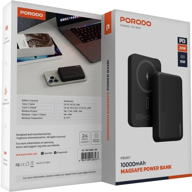 پاوربانک مگنتی20 وات پرودو مدل PB067 ظرفیت 10000 میلی آمپر ساعت — تصویر ۱۰