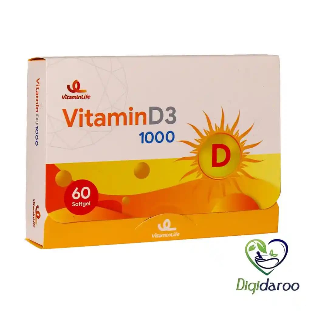 کپسول نرم ویتامین دی 3 D3) 1000) ویتامین لایف 60 عددی