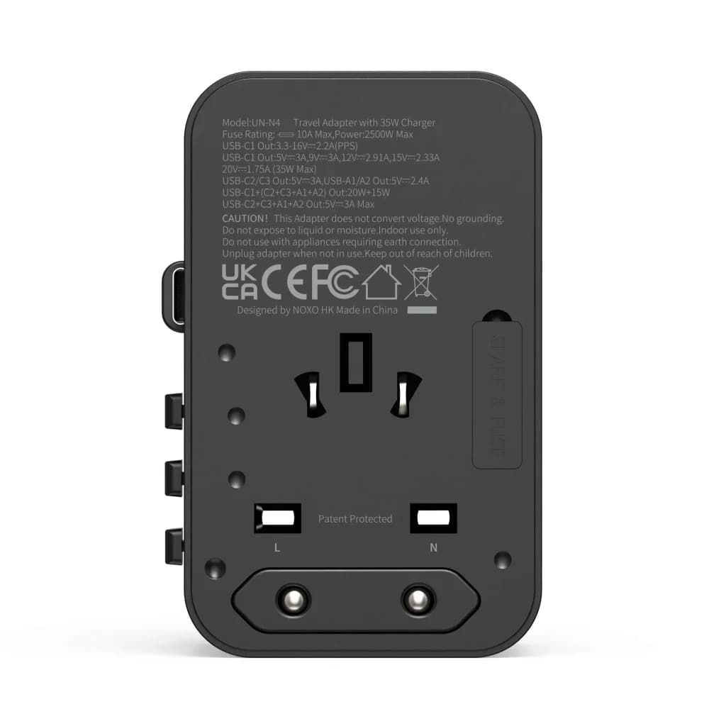مبدل برق یونیورسال 2500 وات 4 پورت + کابل جمعشونده نوکسو مدل UN‑N4 با شارژ سریع 35 وات — تصویر ۳