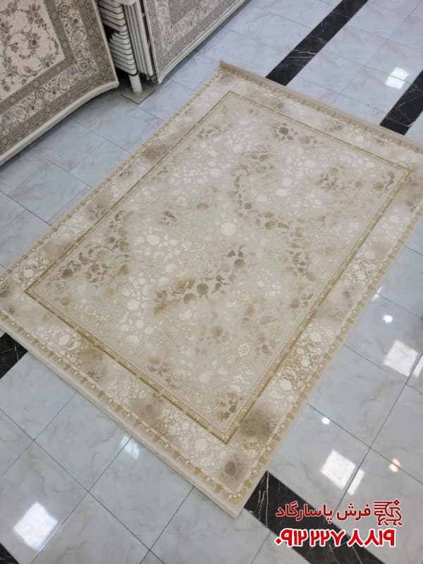 فرش جدید کرم طلایی 1200 شانه افشان کد 1230
