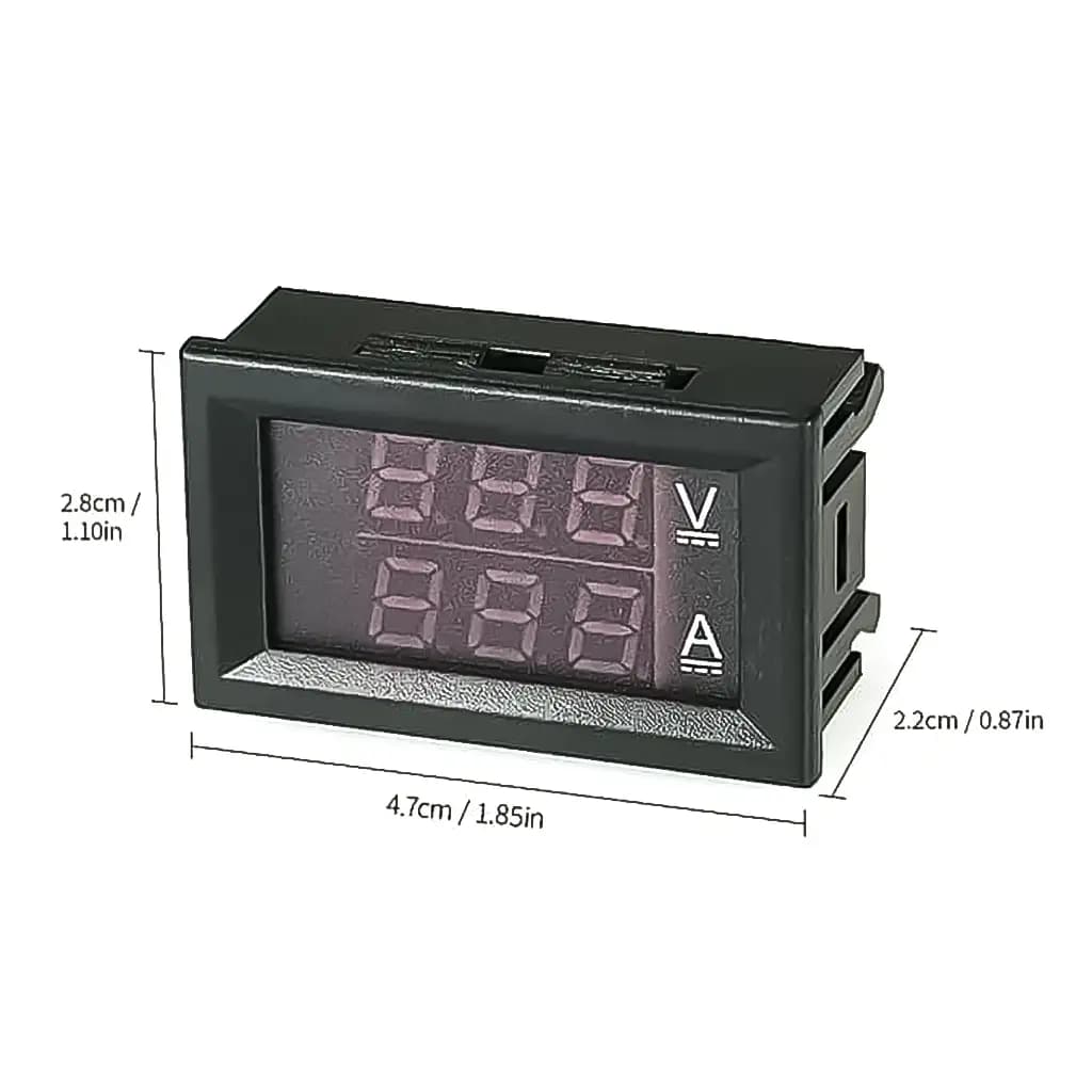 ماژول ولت متر و آمپرمتر پنلی (روپنلی) 100V-10A آبی و قرمز مدل DSN-VC-288 — تصویر ۳