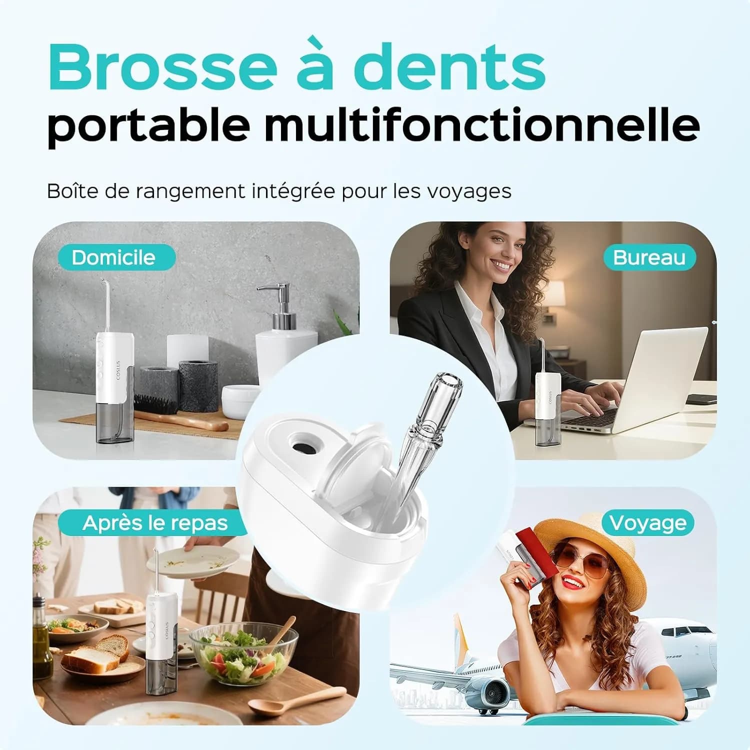 واترجت مسافرتی شارژی مینی با 4 حالت شستوشو و مخزن آب جداشونده برند COSLUS مدل T40 — تصویر ۸