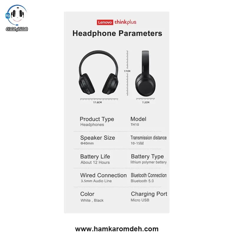 هدفون بی سیم Thinkplus TH10 لنوو (LENOVO) مشکی — تصویر ۴