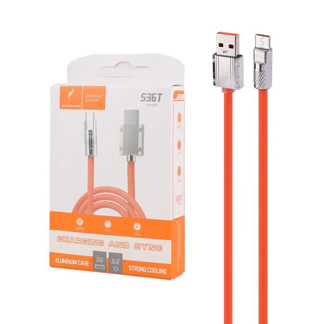 کابل شارژ فست اندروید SKY DOLPHIN مدل S36V – نارنجی – TCO — تصویر ۳