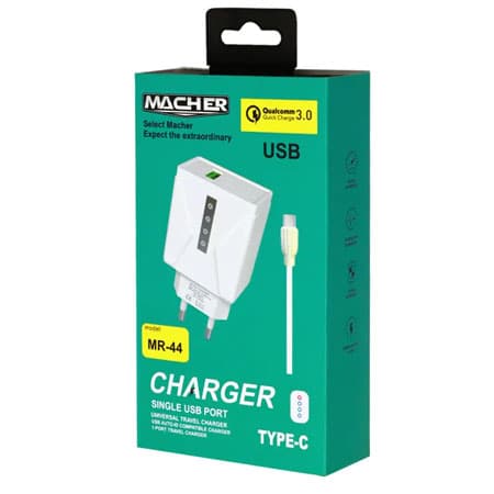 فست شارژر دیواری مچر مدل MR-44 به همراه کابل USB-C — تصویر ۸