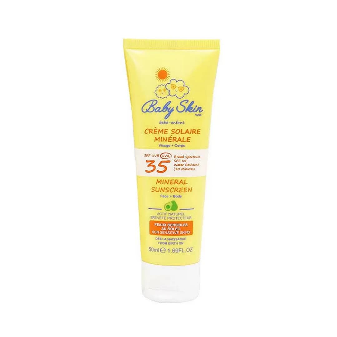 کرم ضد آفتاب بدن و صورت کودک مینرال SPF35 بیبی اسکین — تصویر ۲