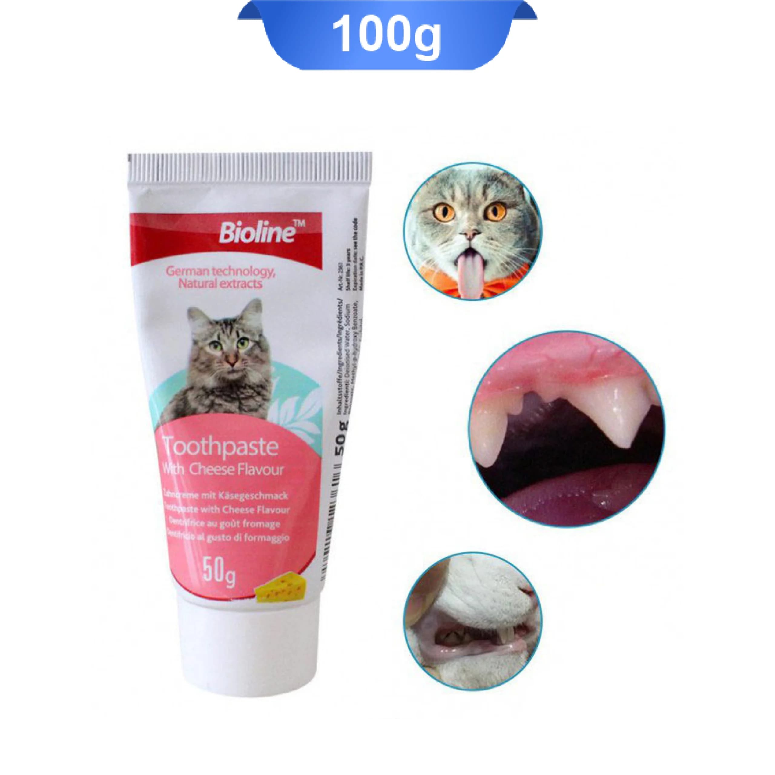 خمیر دندان گربه بایولاین طعم پنیر bioline toothpaste with cheese وزن 50 گرم — تصویر ۳