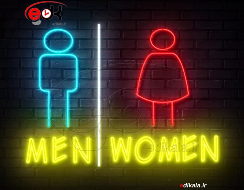 تابلو نئون طرح W.C شماره 5 در ابعاد مختلف +آداپتور+ فایل لایه باز