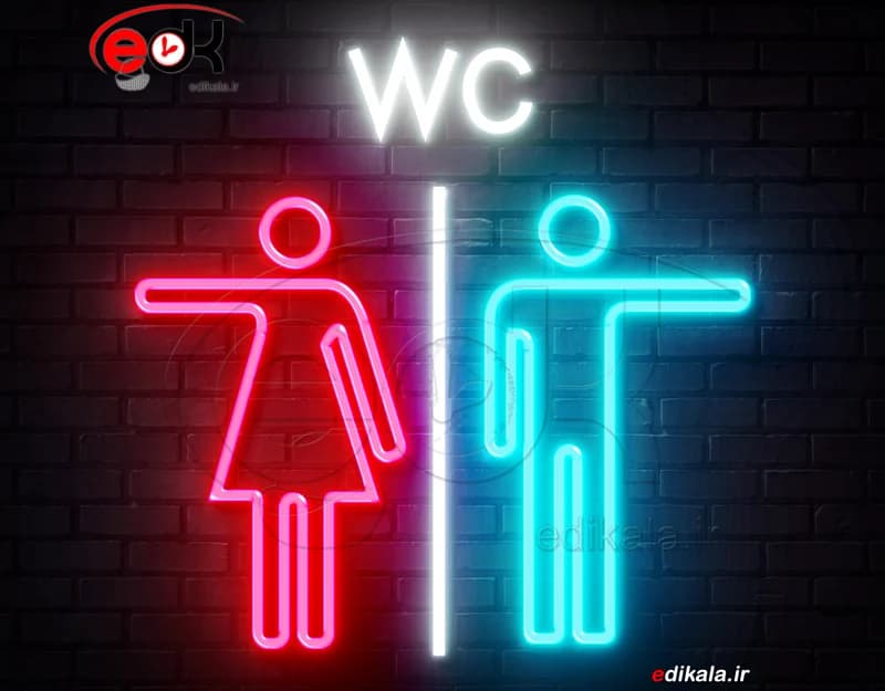 تابلو نئون طرح W.C شماره 4 در ابعاد مختلف +آداپتور+ فایل لایه باز — تصویر ۴
