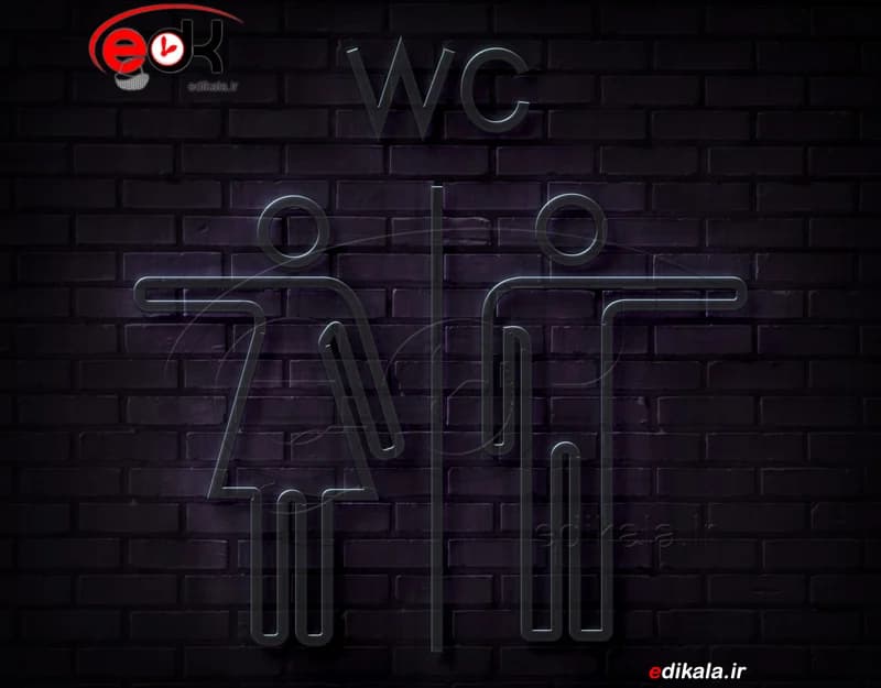 تابلو نئون طرح W.C شماره 4 در ابعاد مختلف +آداپتور+ فایل لایه باز — تصویر ۲