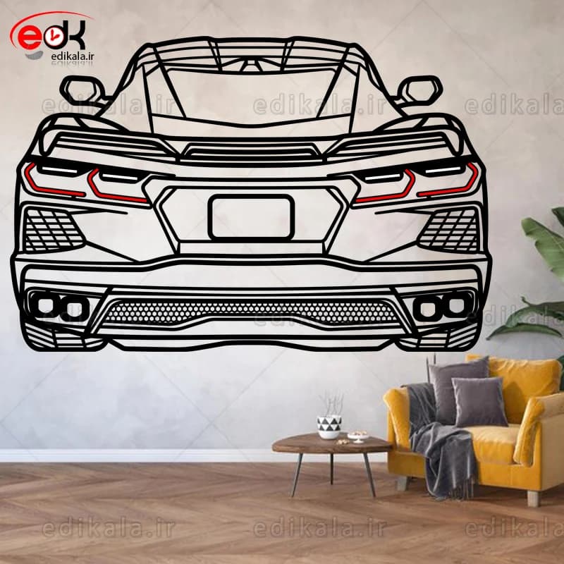 تابلو طرح ماشین شورلت شماره 3 با چراغ نئون+آداپتور+با انتخاب سایز دلخواه