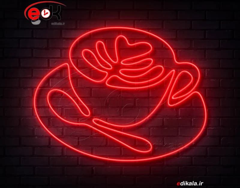 تابلو نئون طرح فنجان قهوه شماره 58 در ابعاد مختلف +آداپتور+ فایل کورل آماده برش