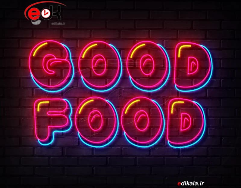 تابلو نئون طرح Good Food شماره 1 در ابعاد مختلف +آداپتور+ فایل لایه باز