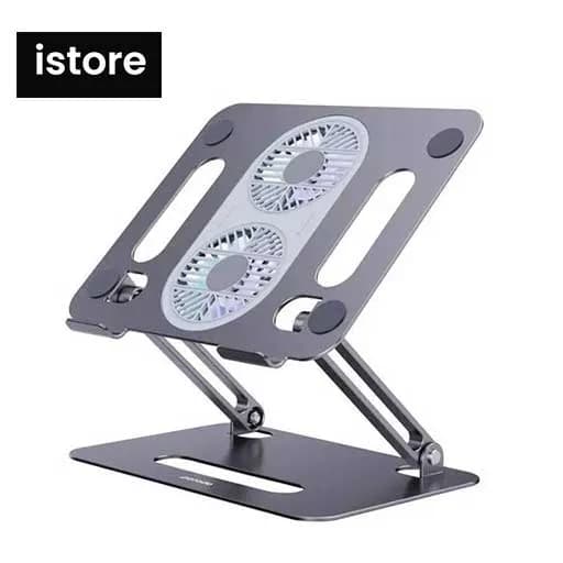 پایه نگهدارنده لپ تاپ سایز 14 تا 17 اینچ همراه با فن پرودو مدل PD-ALSCF ا Porodo Adjustable Laptop Stand with Cooling Fan and Aluminum Alloy PD-ALSCF