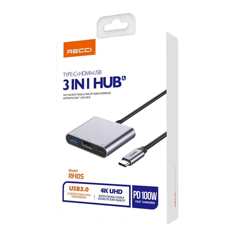 هاب 3 در 1 تایپ سی رچی مدل Recci 3 in 1 Hub RH05 — تصویر ۴