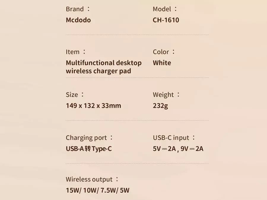 شارژر بیسیم و چراغخواب رومیزی مکدودو MCDODO Alarm & Night Lamp CH-1610 با توان 15W — تصویر ۱۲