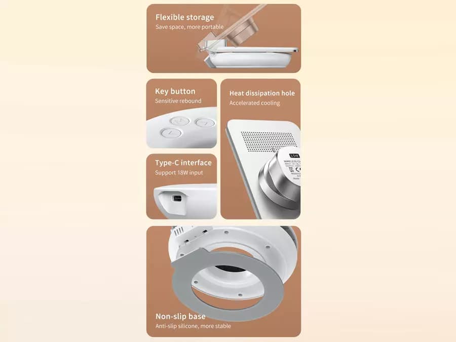 شارژر بیسیم و چراغخواب رومیزی مکدودو MCDODO Alarm & Night Lamp CH-1610 با توان 15W — تصویر ۱۱