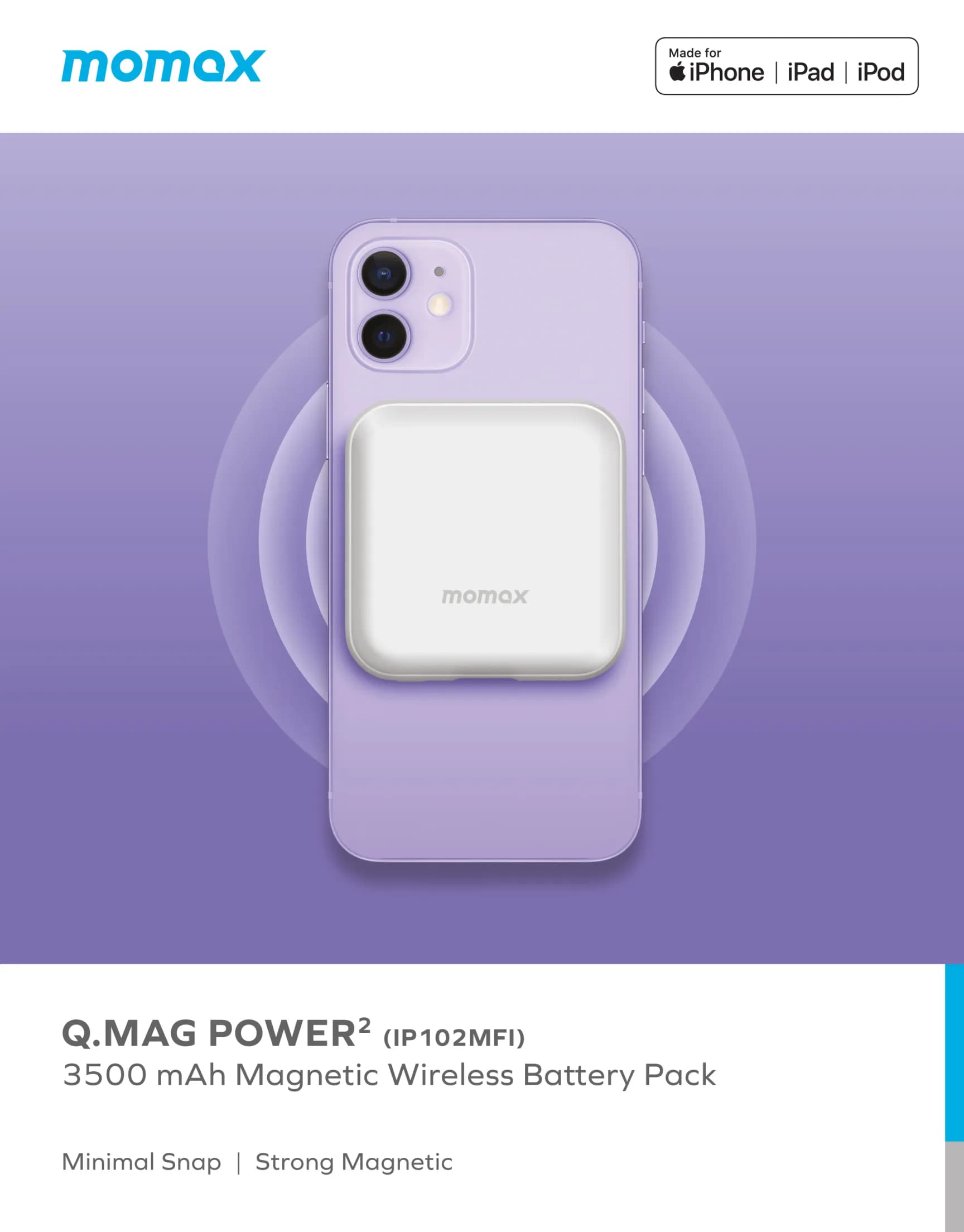 پاور بانک مگنتی مومکس مدل Momax Magnetic Power Bank Q.Mag Power2 با ظرفیت 3500mAh — تصویر ۵