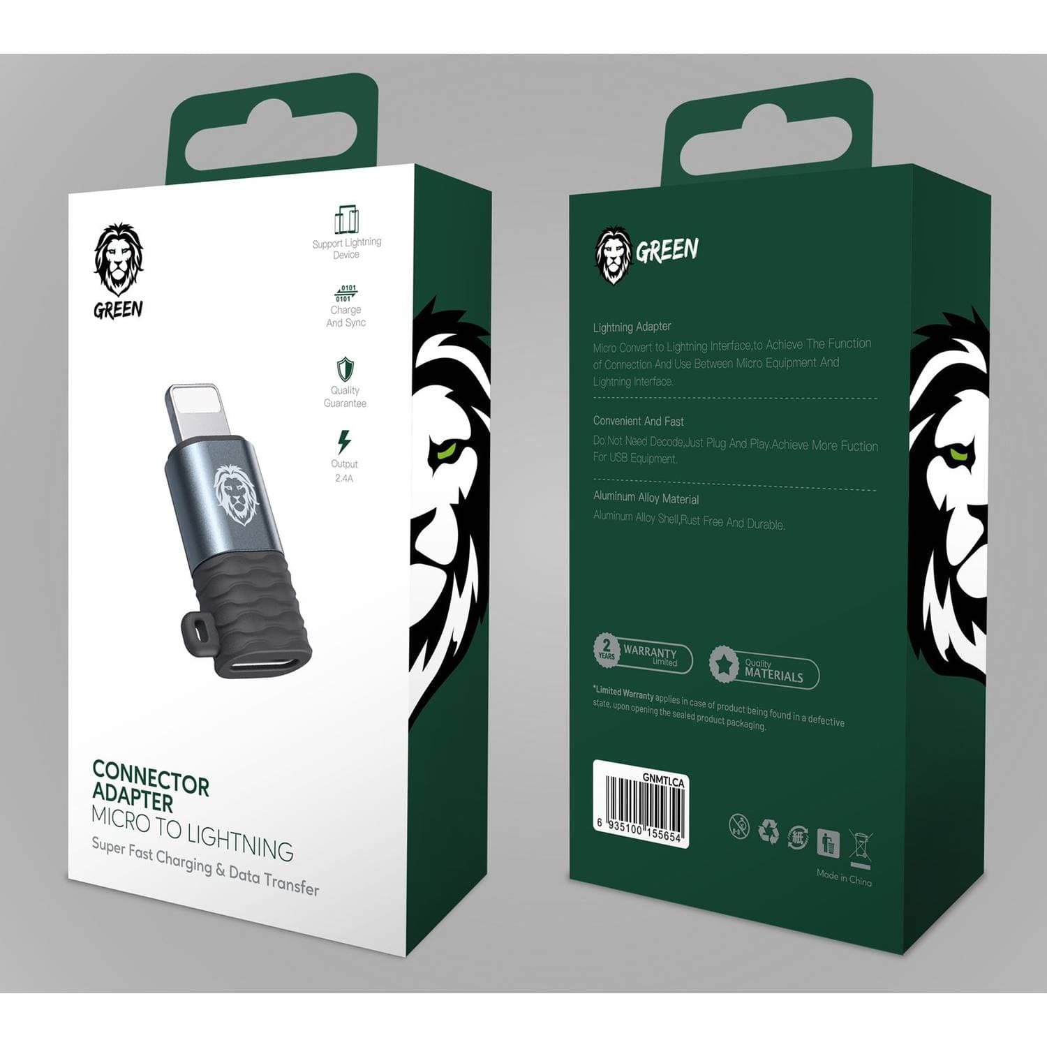مبدل شارژ میکرو USB به لایتنینگ گرین لاین مدل Green Lion Micro to Lightning Connector Adapter GNMTLCA — تصویر ۴