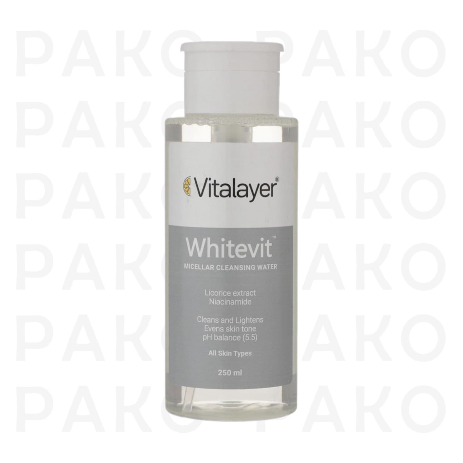 محلول پاک کننده آرایش ویتالیر مدل Whitevit مناسب پوست های کدر و مستعد لک 250 میل Vitalayer Whitevit makeup remover solution suitable for dull and blemish-prone skin, 250 ml — تصویر ۴