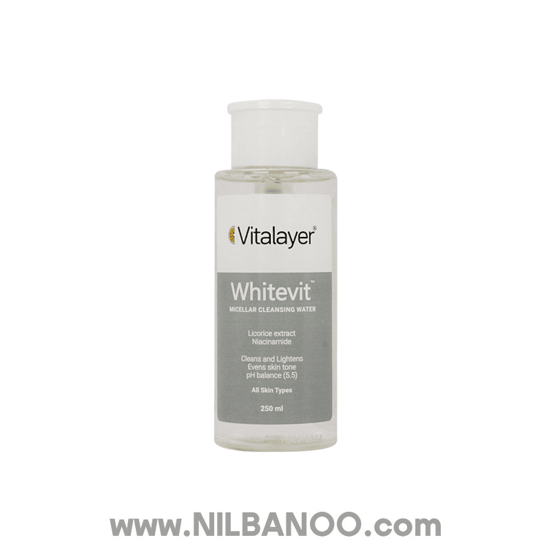 محلول پاک کننده آرایش ویتالیر مدل Whitevit مناسب پوست های کدر و مستعد لک 250 میل Vitalayer Whitevit makeup remover solution suitable for dull and blemish-prone skin, 250 ml — تصویر ۱۱