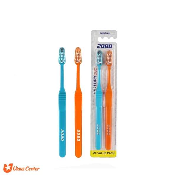 مسواک 2080 با برس متوسط مدل Vicory Duo بسته 2 عددی — تصویر ۲