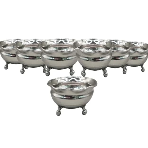 سرویس 6 عددی کاسه سه پایه لب چین دار نانو کروم — تصویر ۲