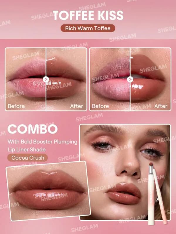 لیپ گلاس حجم دهنده پیچی شیگلم Toffee Kiss — تصویر ۲